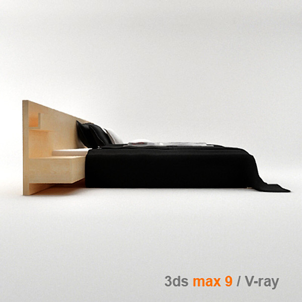 obj architectural visualization bedside cabinet - MALM bed 180 with bedside cabinet by lajhar